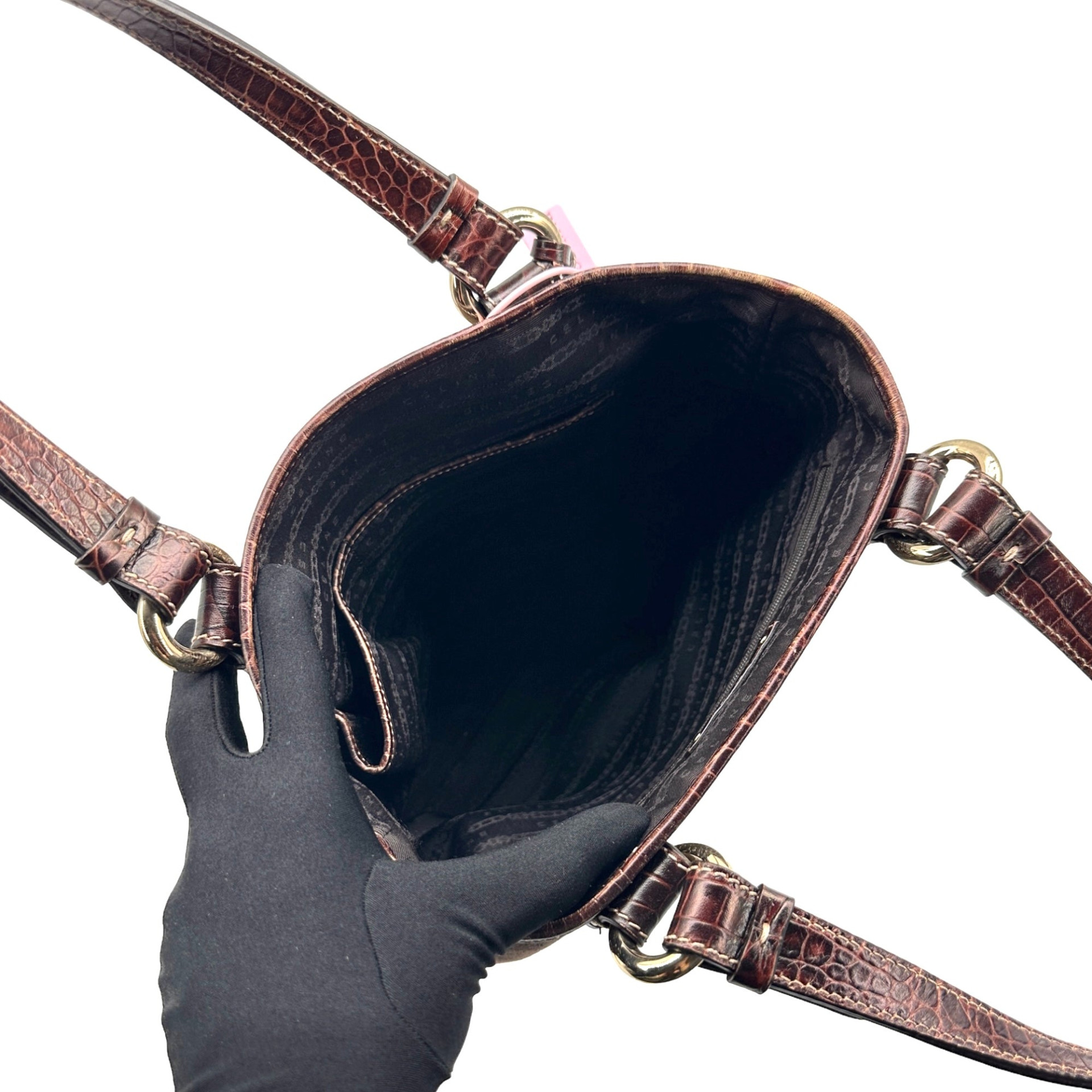 Celine Croc Canvas Tote Bag - Image 9