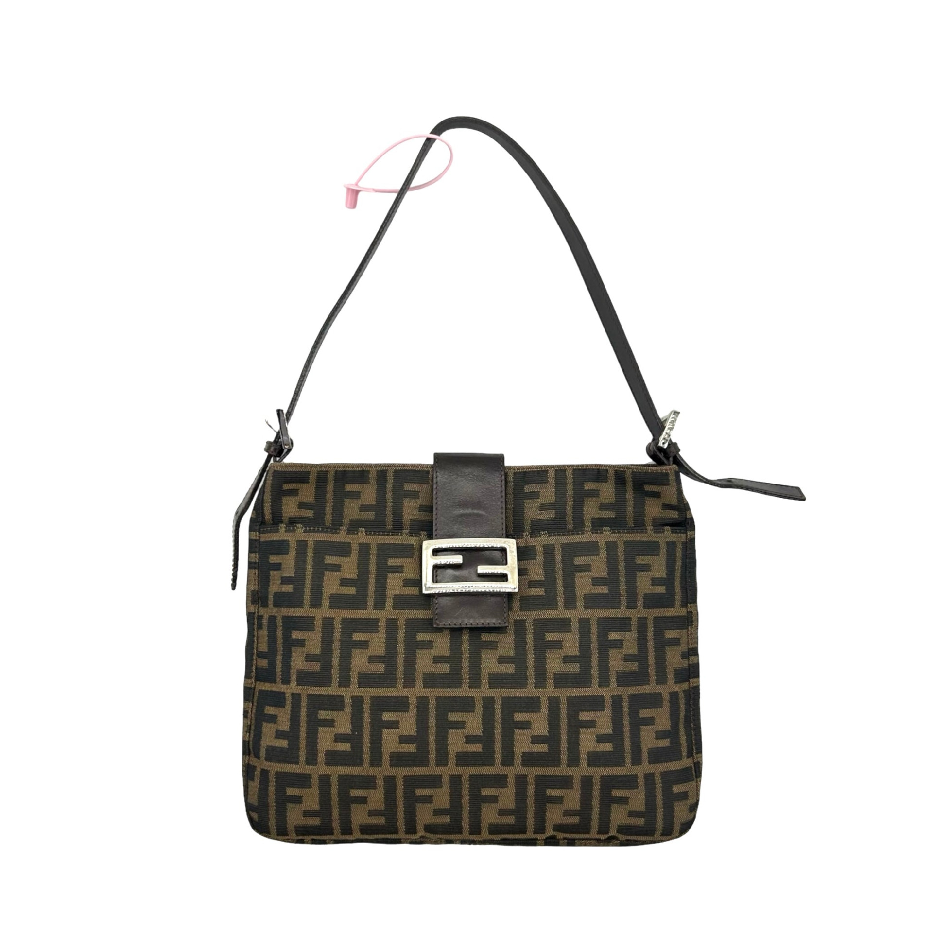 Fendi Canvas Shoulder Baguette Bag
