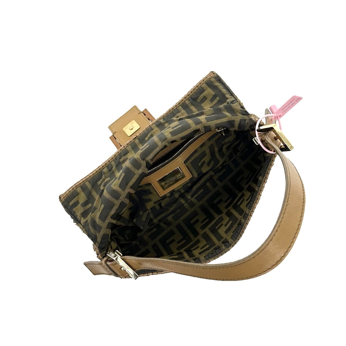Fendi Woven Leather Baguette Bag - Image 9