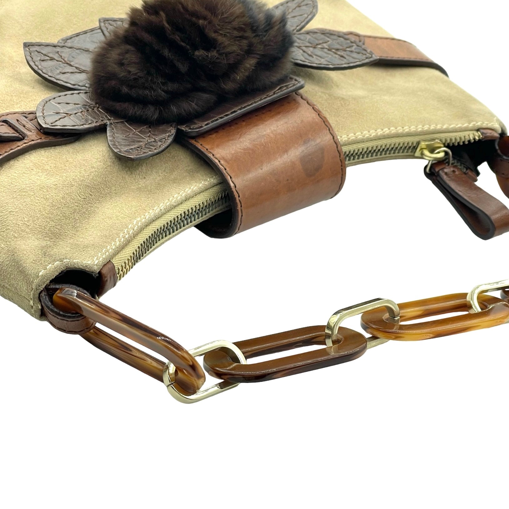 Valentino Suede Chain Shoulder Bag - Image 7