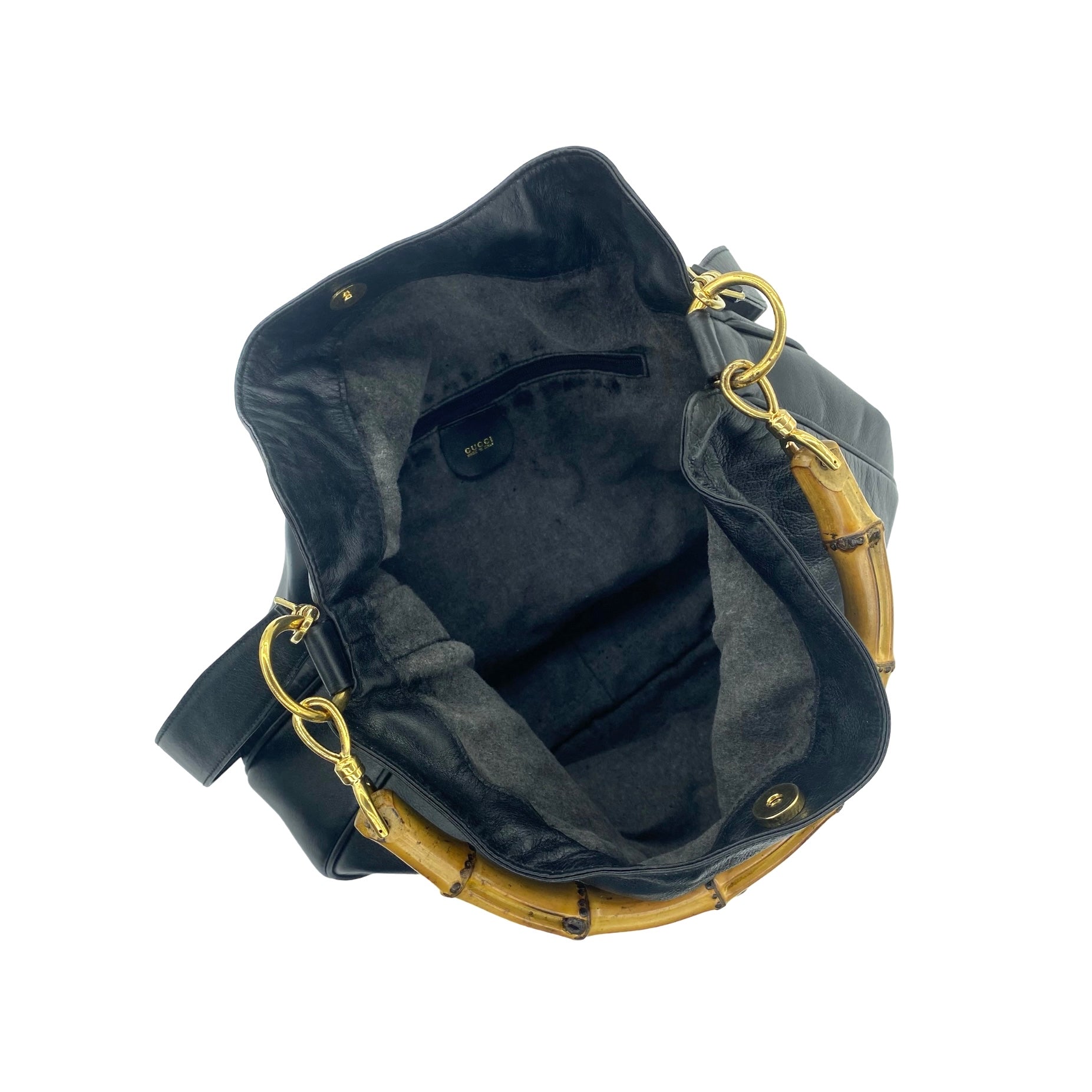 Gucci Bamboo Handle Leather Shoulder Bag - Image 8