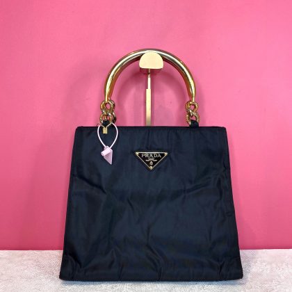 Prada Tessuto Gold Handle Bag