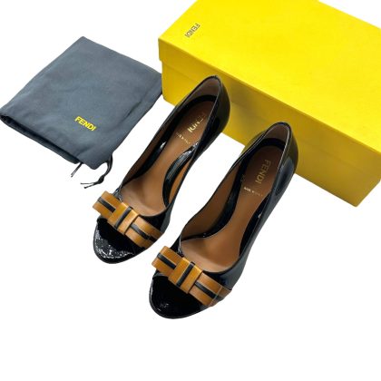 Fendi Tobacco Patent Leather Heels 37
