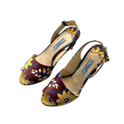 Prada Floral Print Sling Back Sandals 36.5