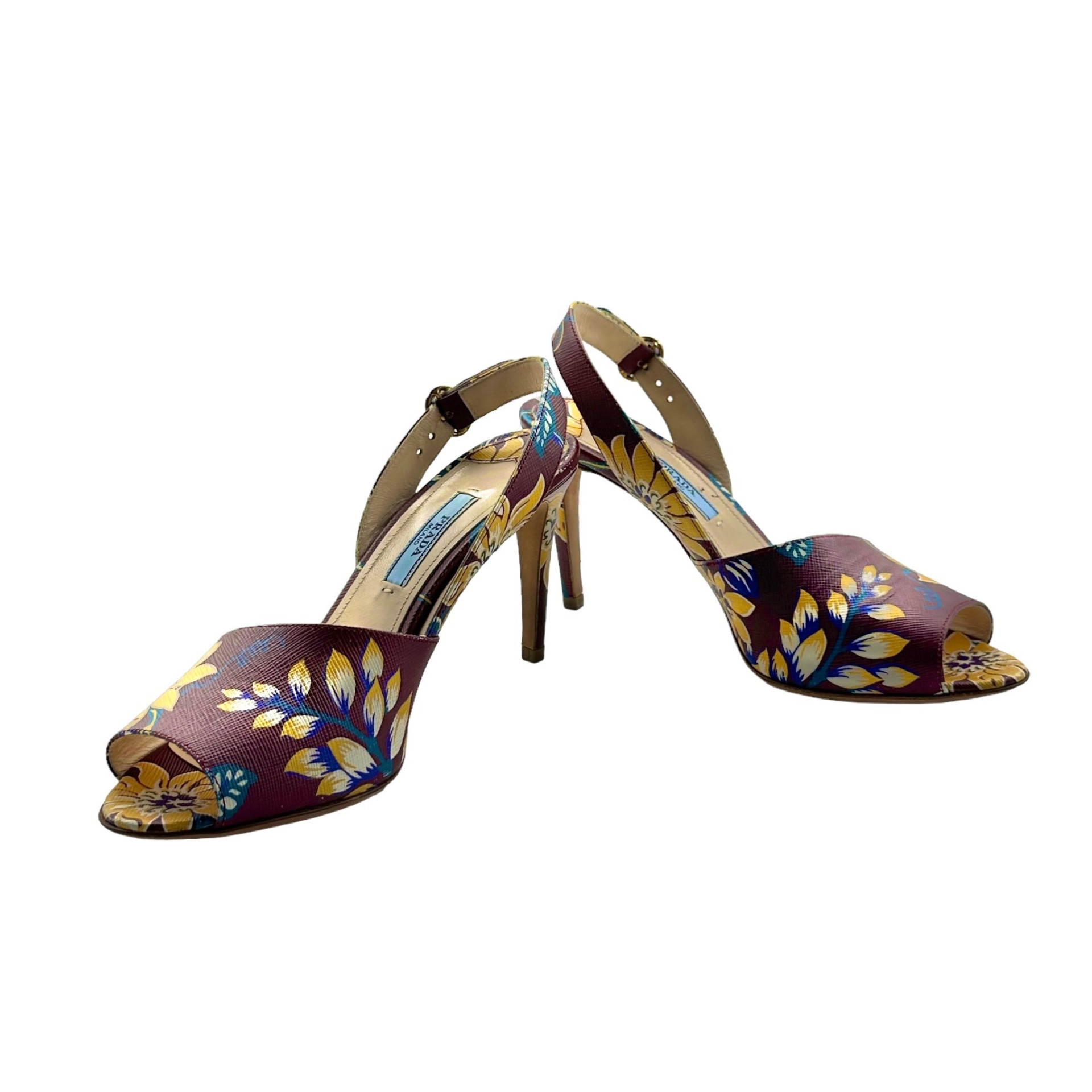 Prada Floral Print Sling Back Sandals 36.5 - Image 3