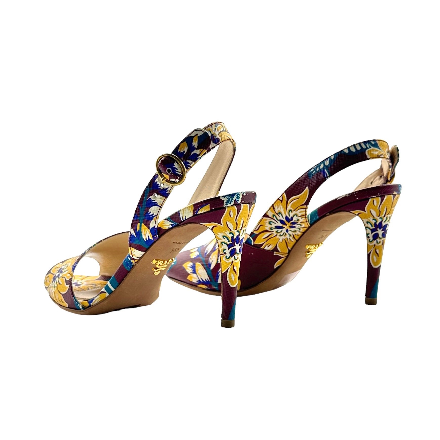 Prada Floral Print Sling Back Sandals 36.5 - Image 4