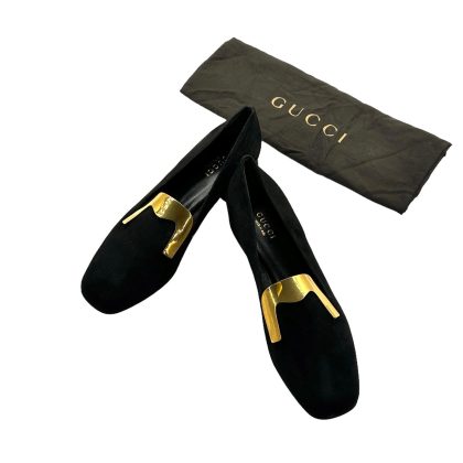 Gucci Black Suede Square Toe Loafers 36.5