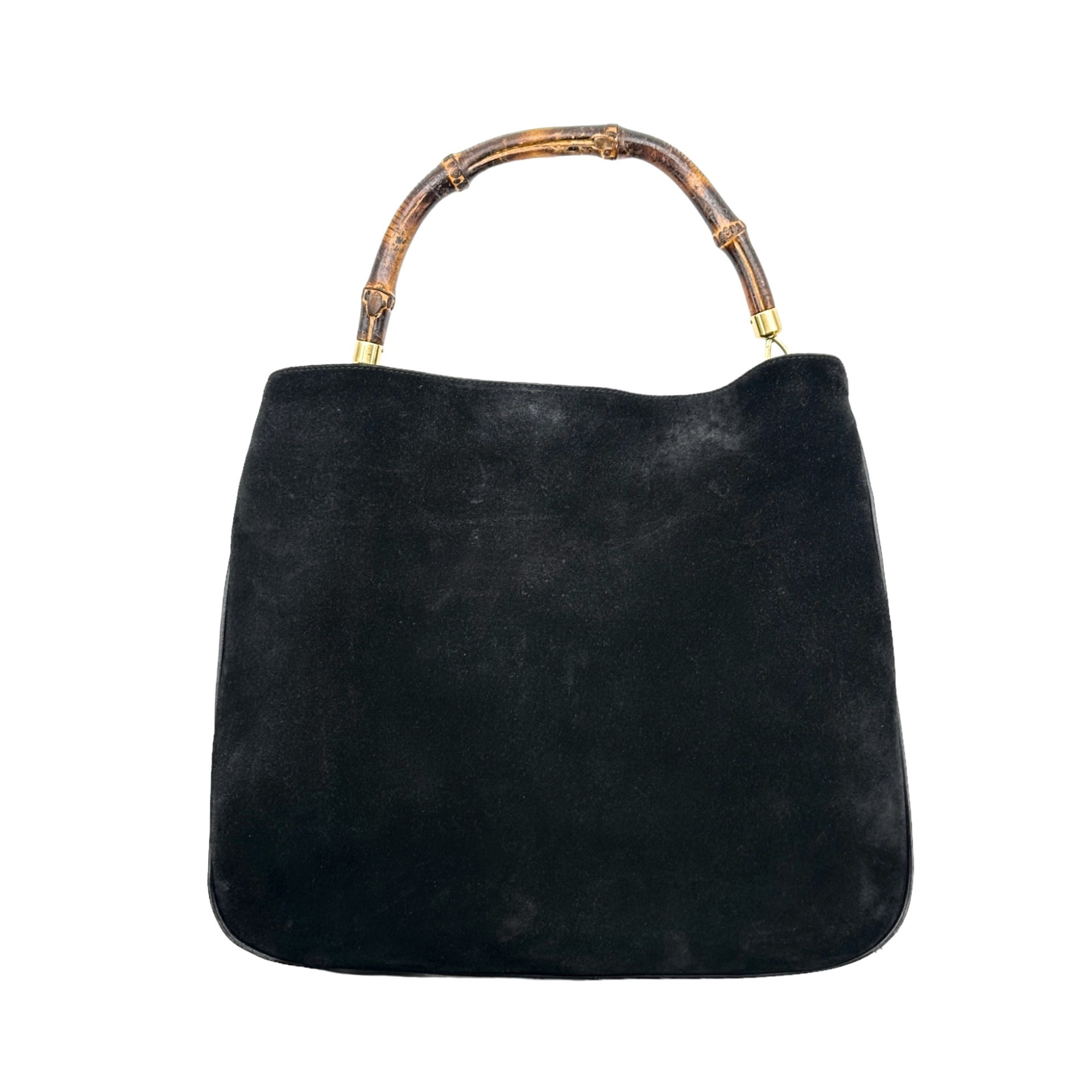 Gucci Bamboo Top Handle Suede Handbag - Image 2