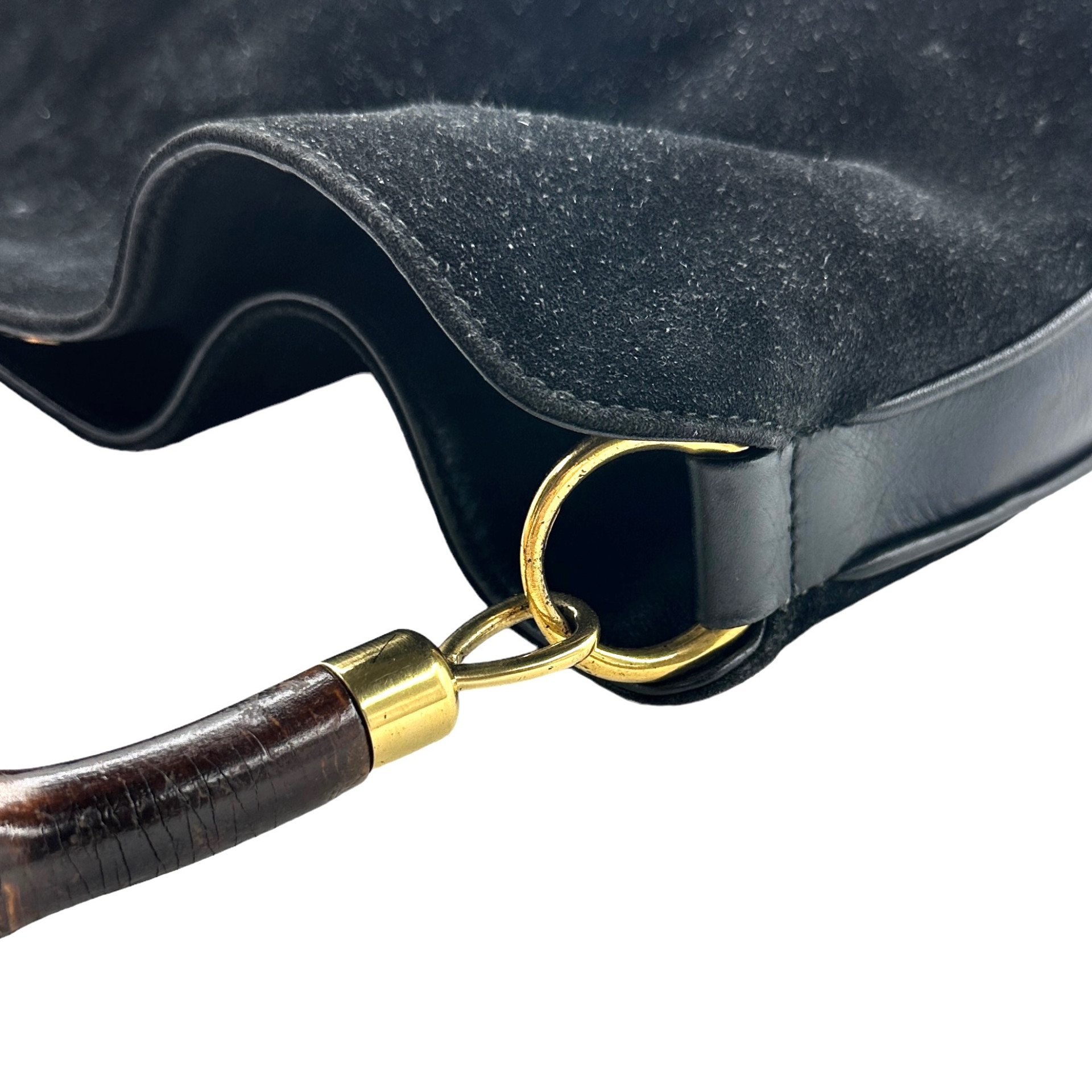 Gucci Bamboo Top Handle Suede Handbag - Image 7