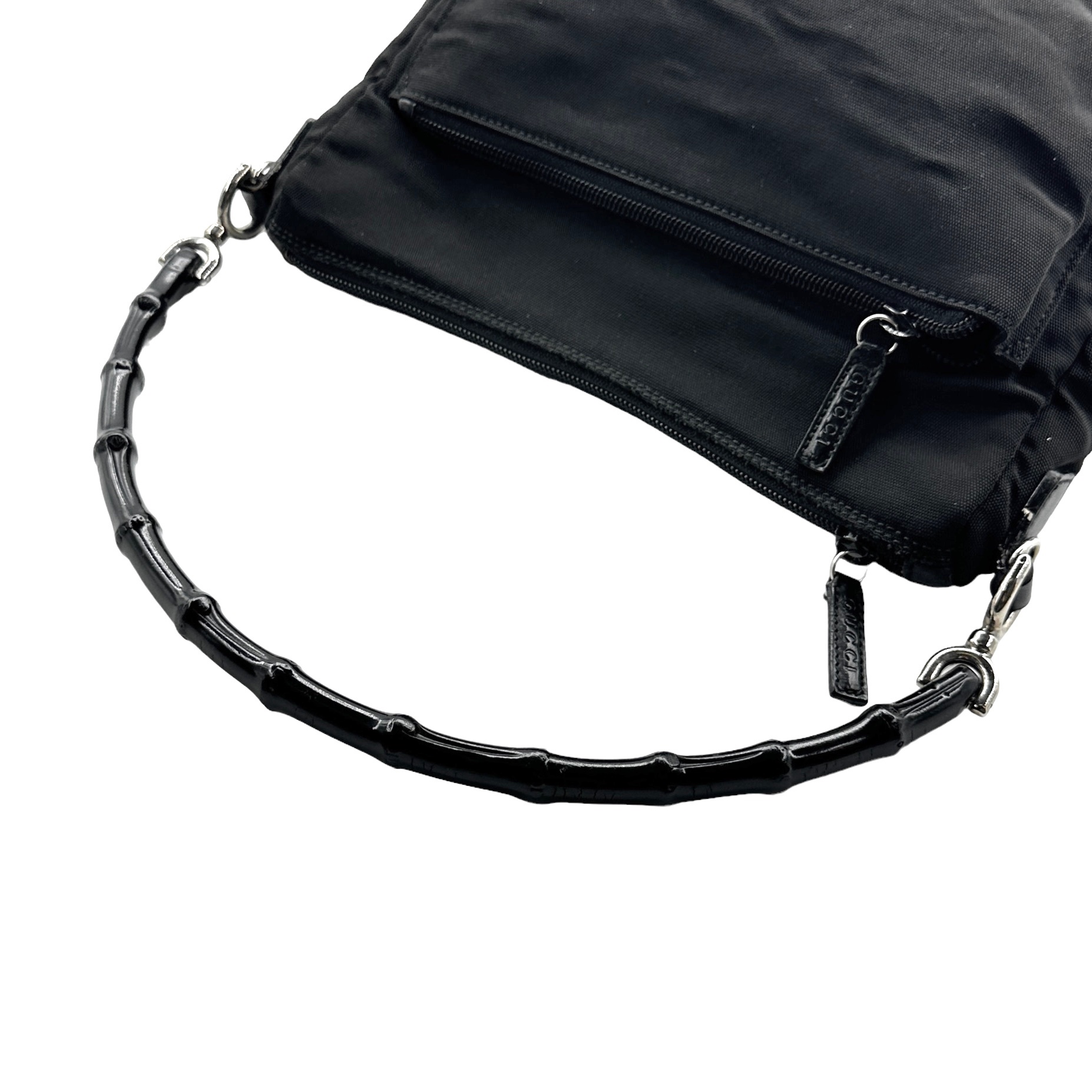 Gucci Black Bamboo Handle Front Pocket Handbag - Image 7