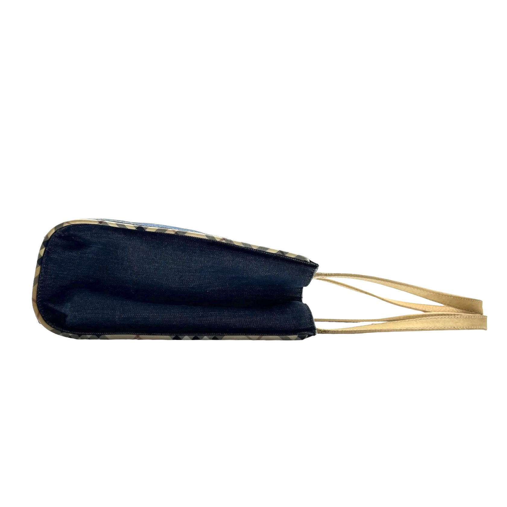 Burberry Leather Strap Denim Shoulder Tote Bag - Image 3