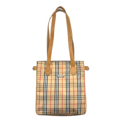 Burberry Nova Check Canvas Shoulder Tote Bag