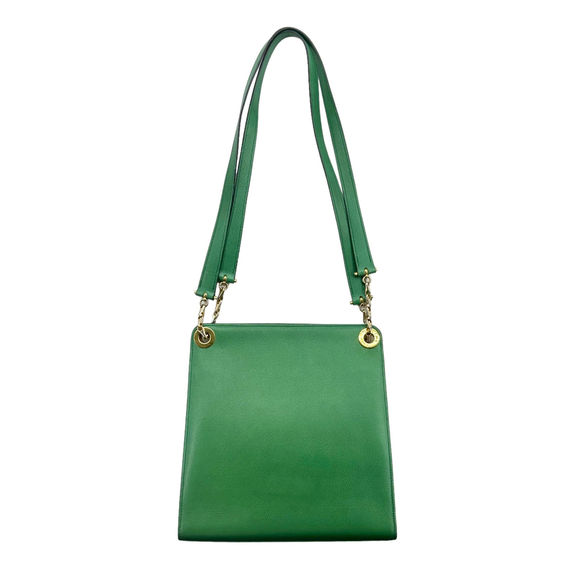Celine Circle Logo Drawstring Chain Leather Shoulder Bag