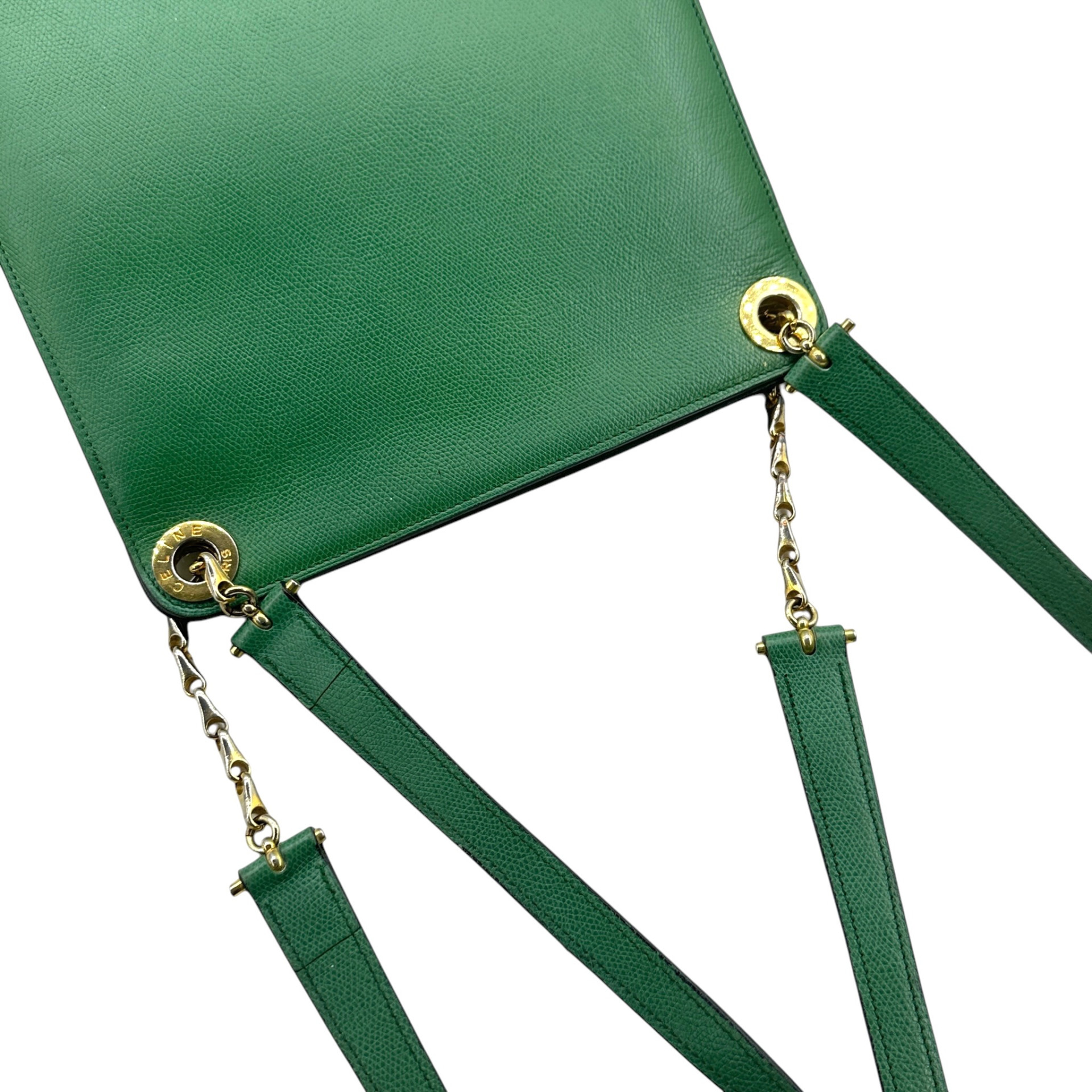 Celine Circle Logo Drawstring Chain Leather Shoulder Bag - Image 7