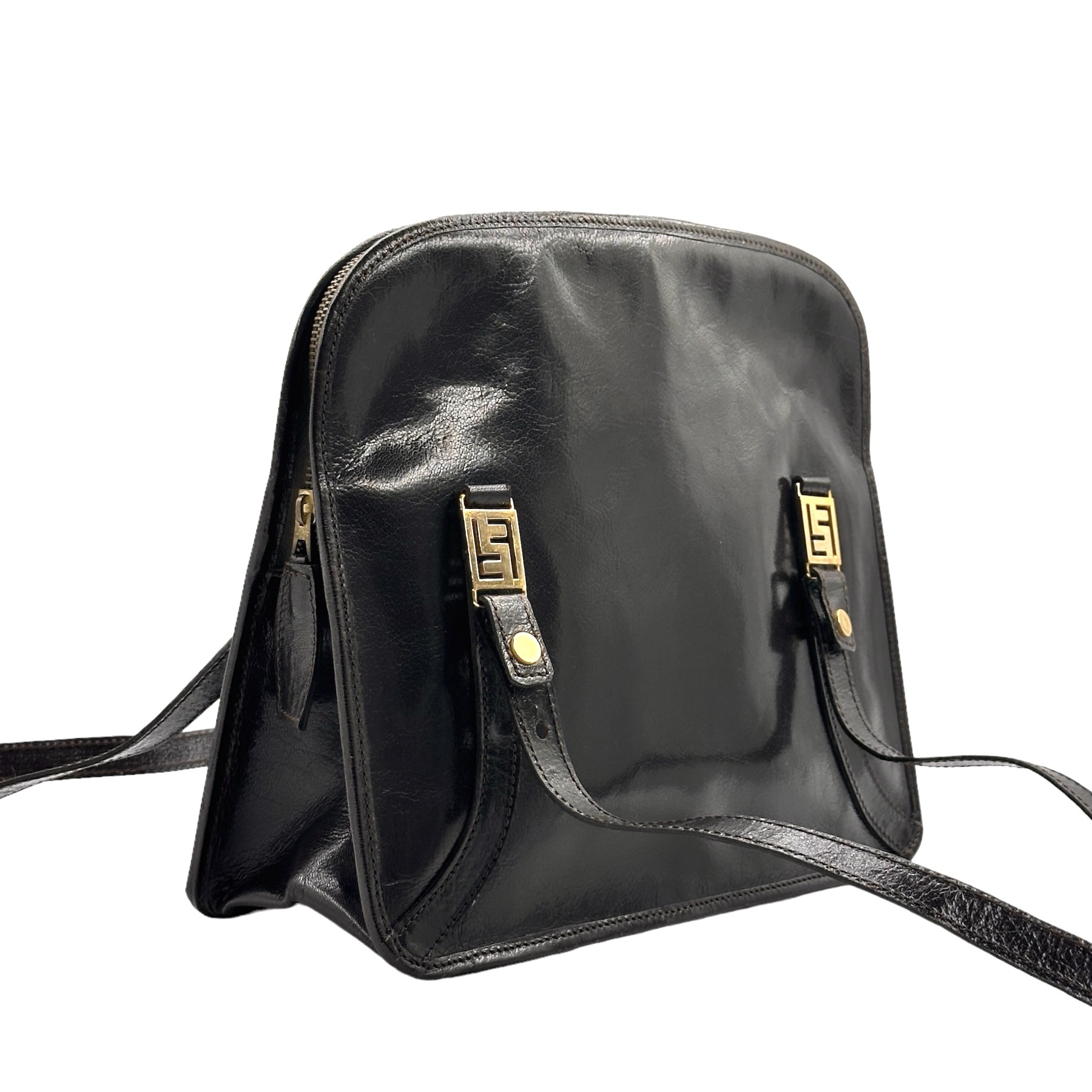 Fendi FF Logo Patent Leather Shoulder Bag - Image 8
