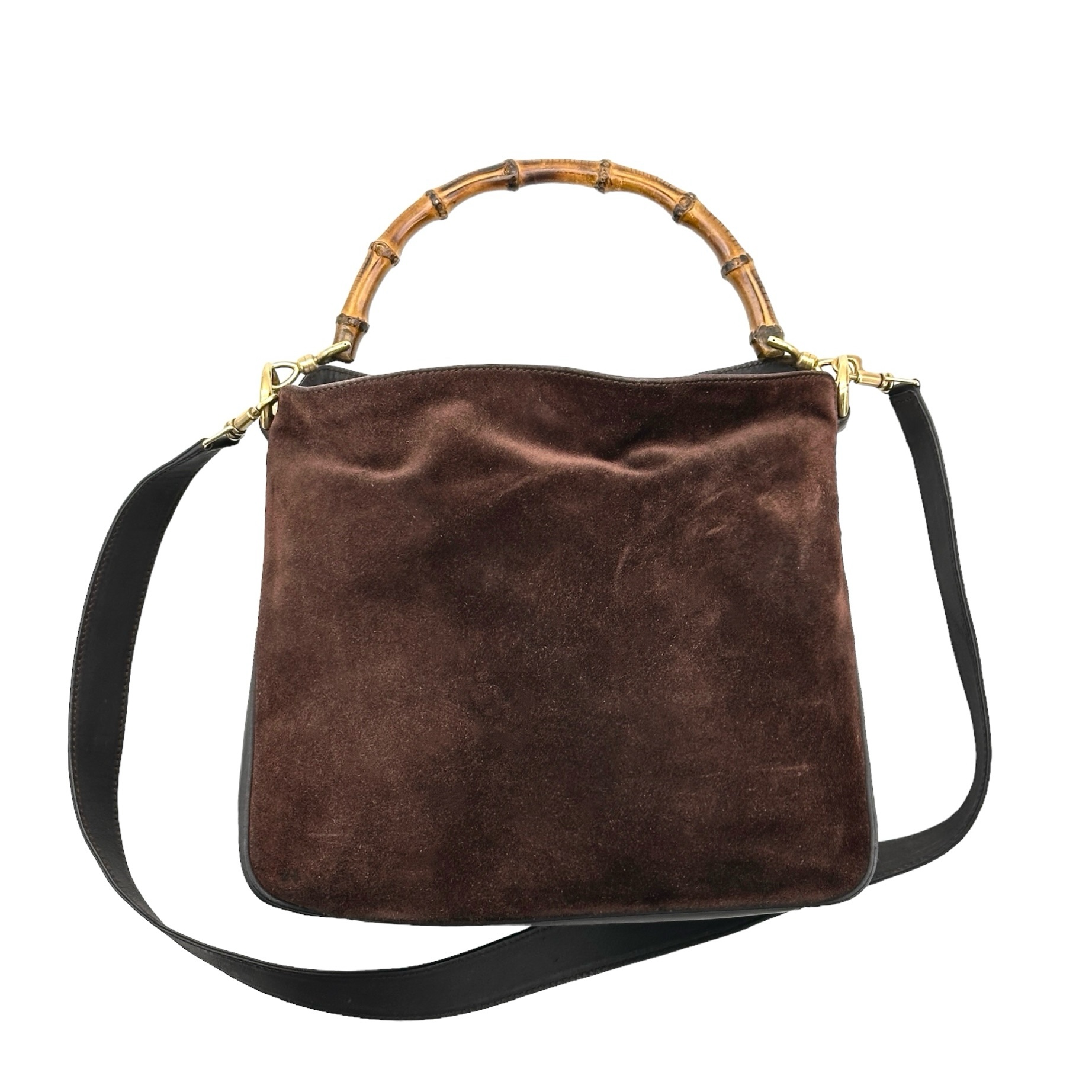 Gucci Bamboo Handle Suede Two Way Bag