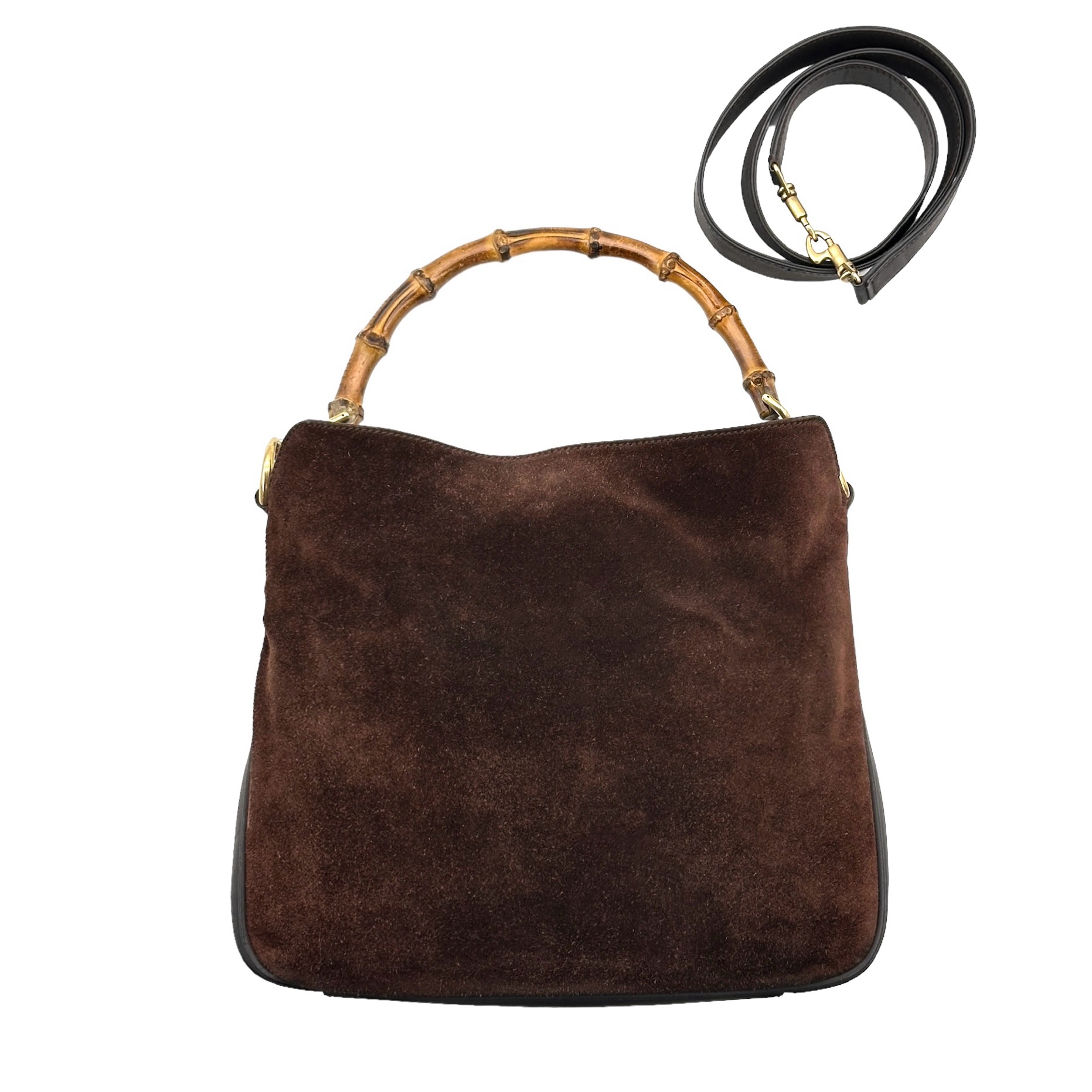 Gucci Bamboo Handle Suede Two Way Bag - Image 2