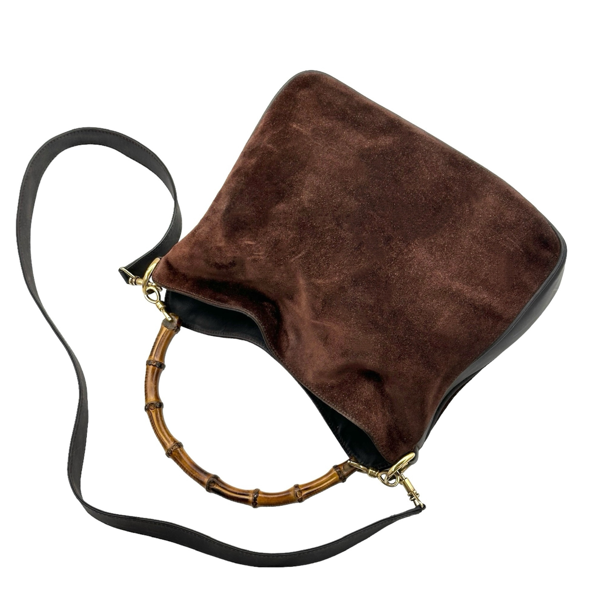 Gucci Bamboo Handle Suede Two Way Bag - Image 7
