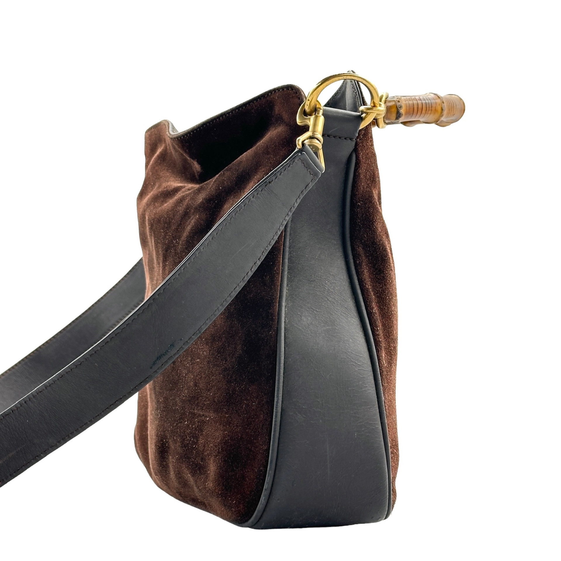 Gucci Bamboo Handle Suede Two Way Bag - Image 4