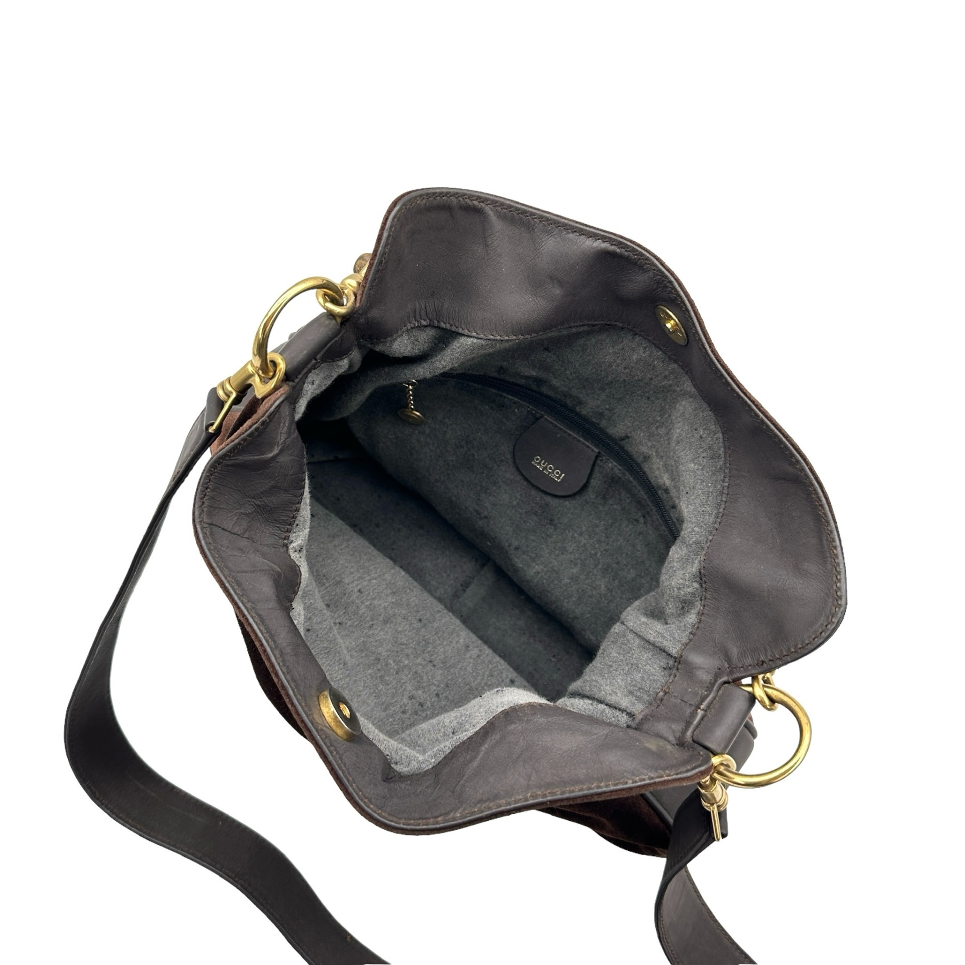 Gucci Bamboo Handle Suede Two Way Bag - Image 9