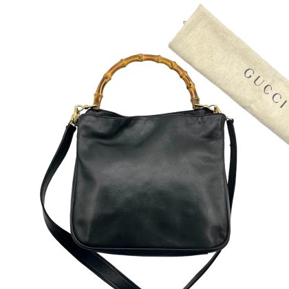Gucci Bamboo Handle Leather Two Way Bag