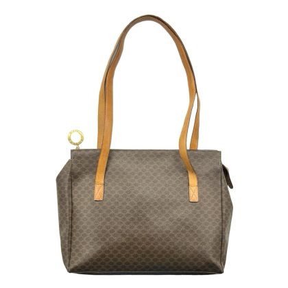 Celine Circle Logo Zipper Leather Strap Shoulder Tote Bag