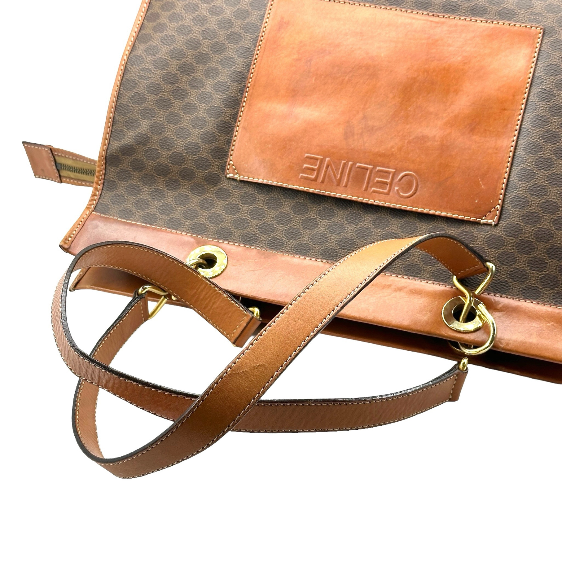 Celine Front Logo Leather Strap Shoulder Tote Bag - Image 6