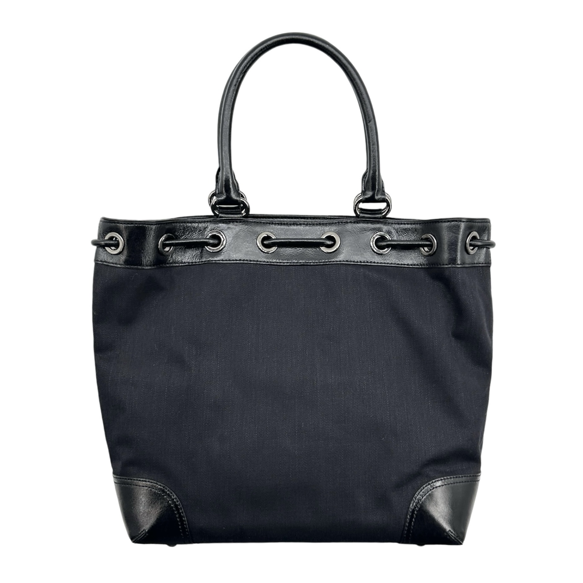 Burberry Logo Plate Front Zipper Drawstring Tote Bag - Image 2