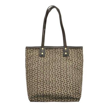 Celine Leather Strap Canvas Tote Bag