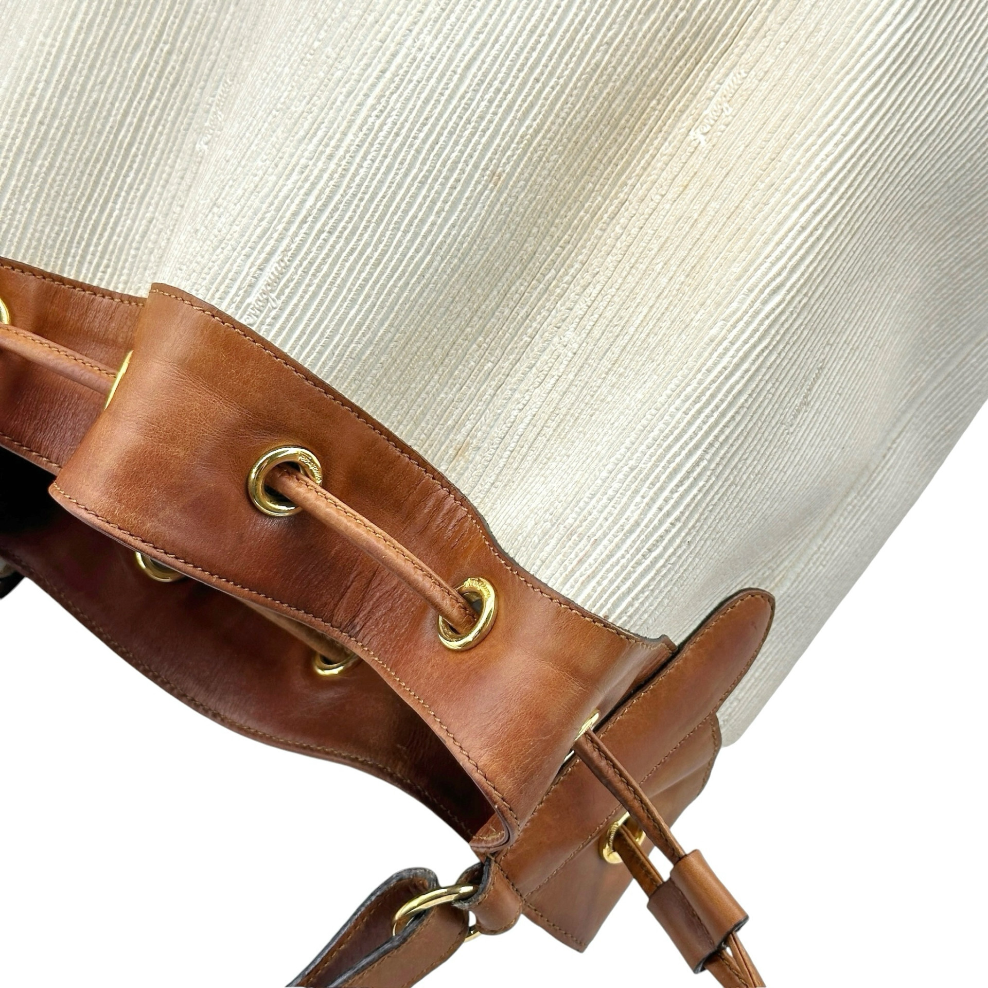 Salvatore Ferragamo Drawstring Leather Shoulder Bag - Image 8