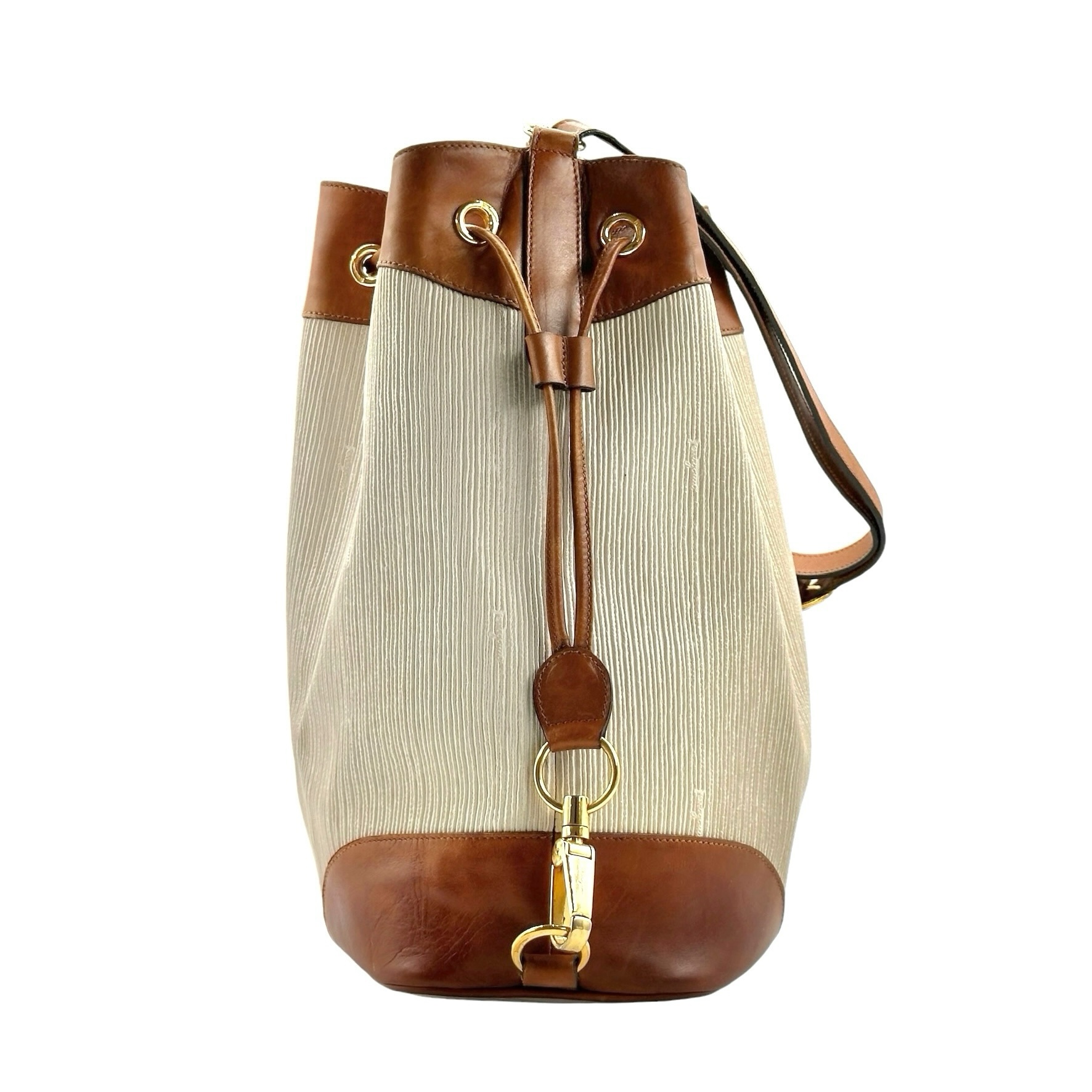 Salvatore Ferragamo Drawstring Leather Shoulder Bag - Image 5