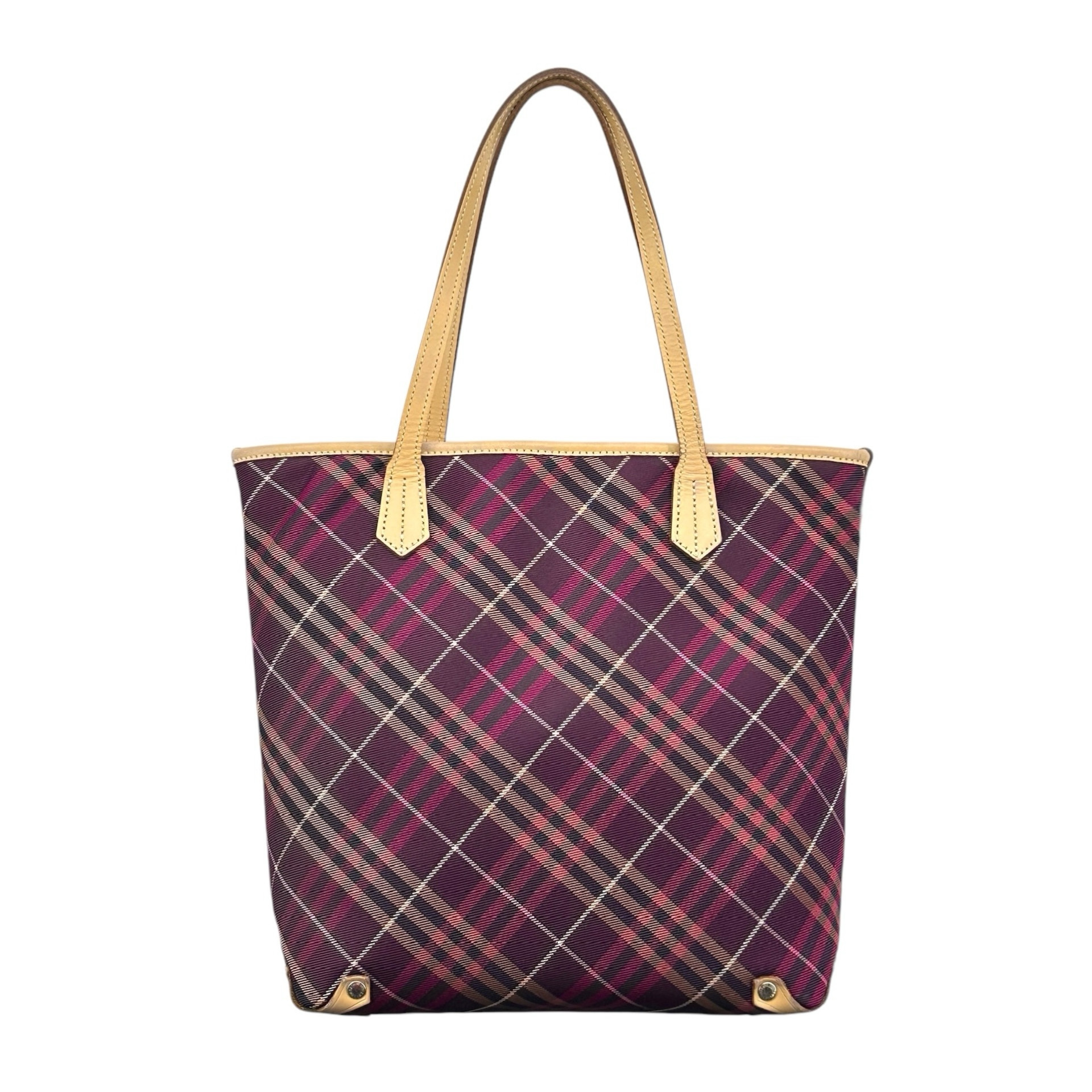 Burberry Leather Strap Canvas Tote Bag