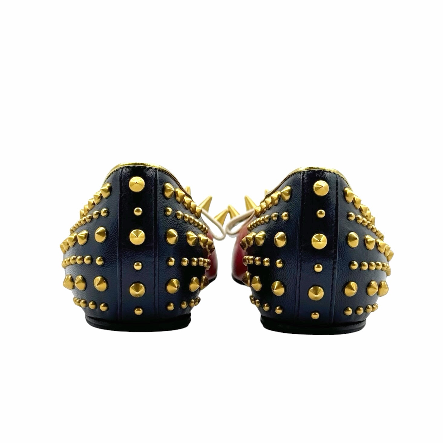 Gucci Rounded Rivet Leather Flats Red 35 - Image 5