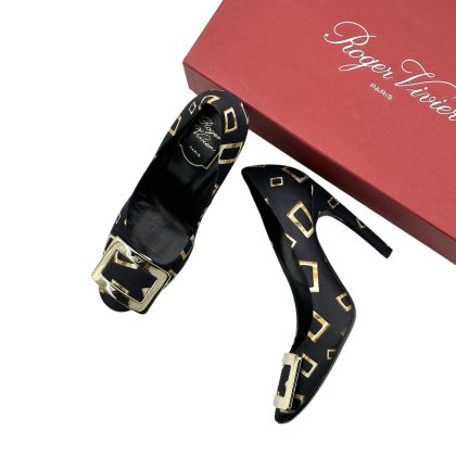 Roger Vivier Satin Printed Pumps Black 36