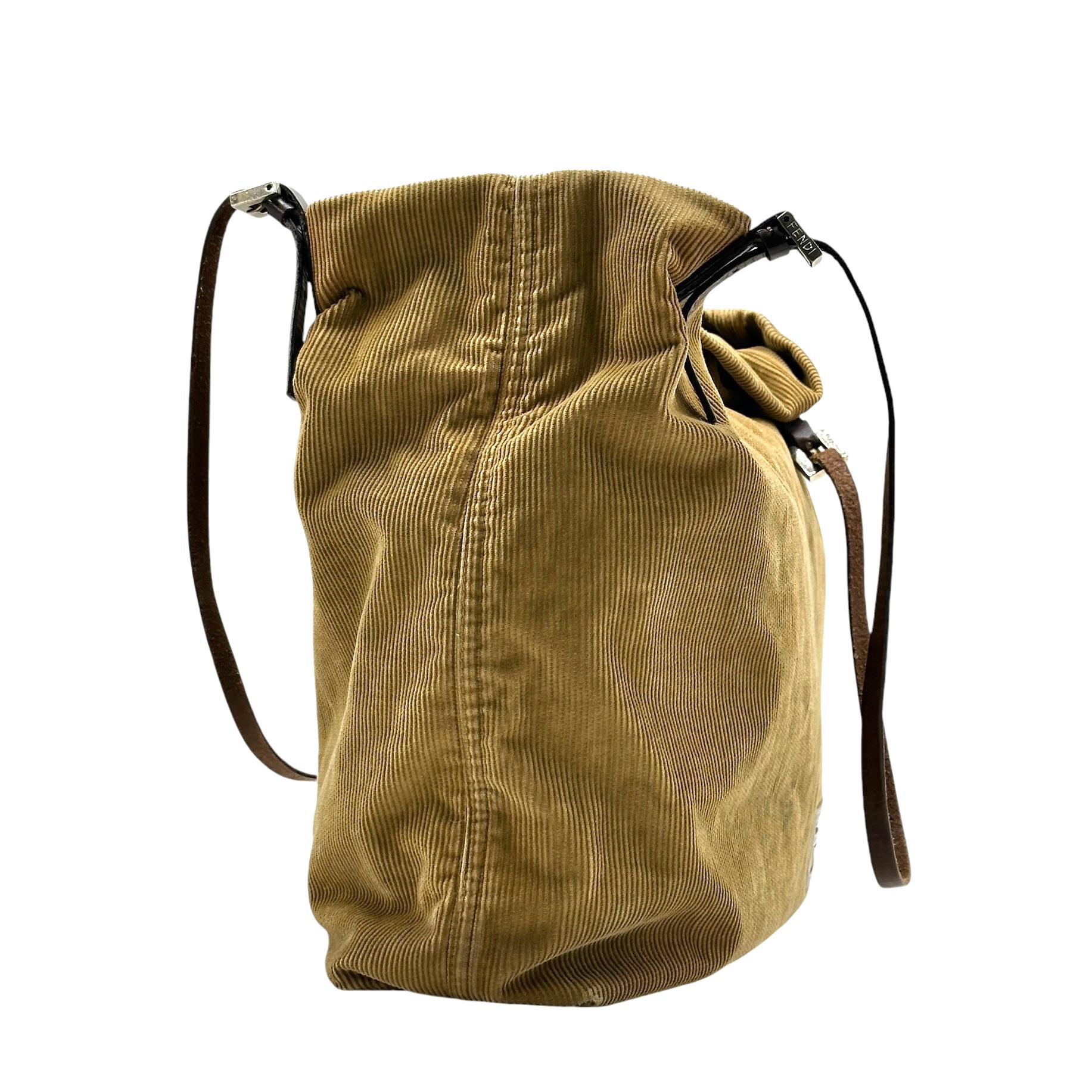 Fendi FF Logo Corduroy Leather Strap Tote Bag - Image 4