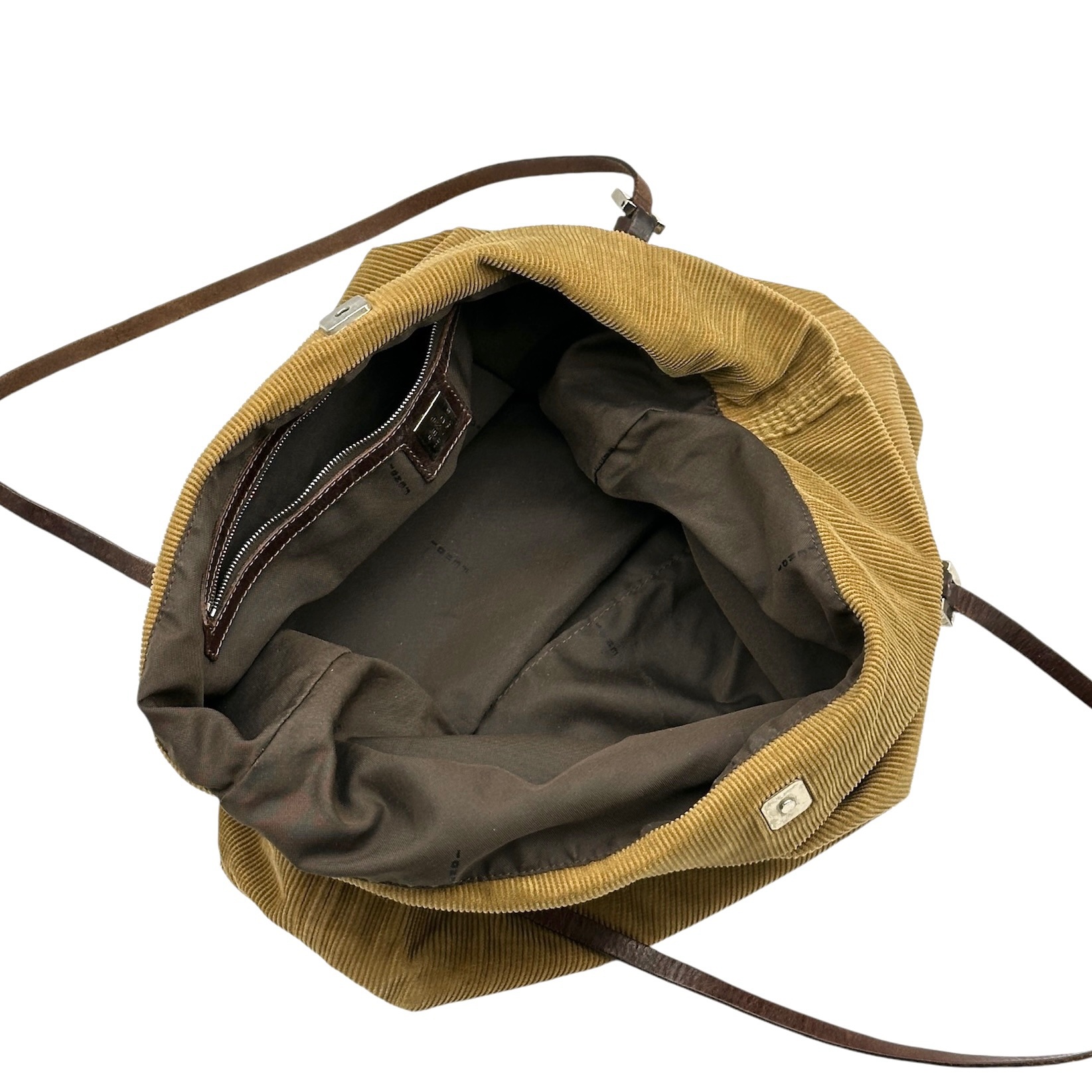 Fendi FF Logo Corduroy Leather Strap Tote Bag - Image 9