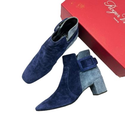 Roger Vivier Suede Colorblock Pattern Boots 35.5