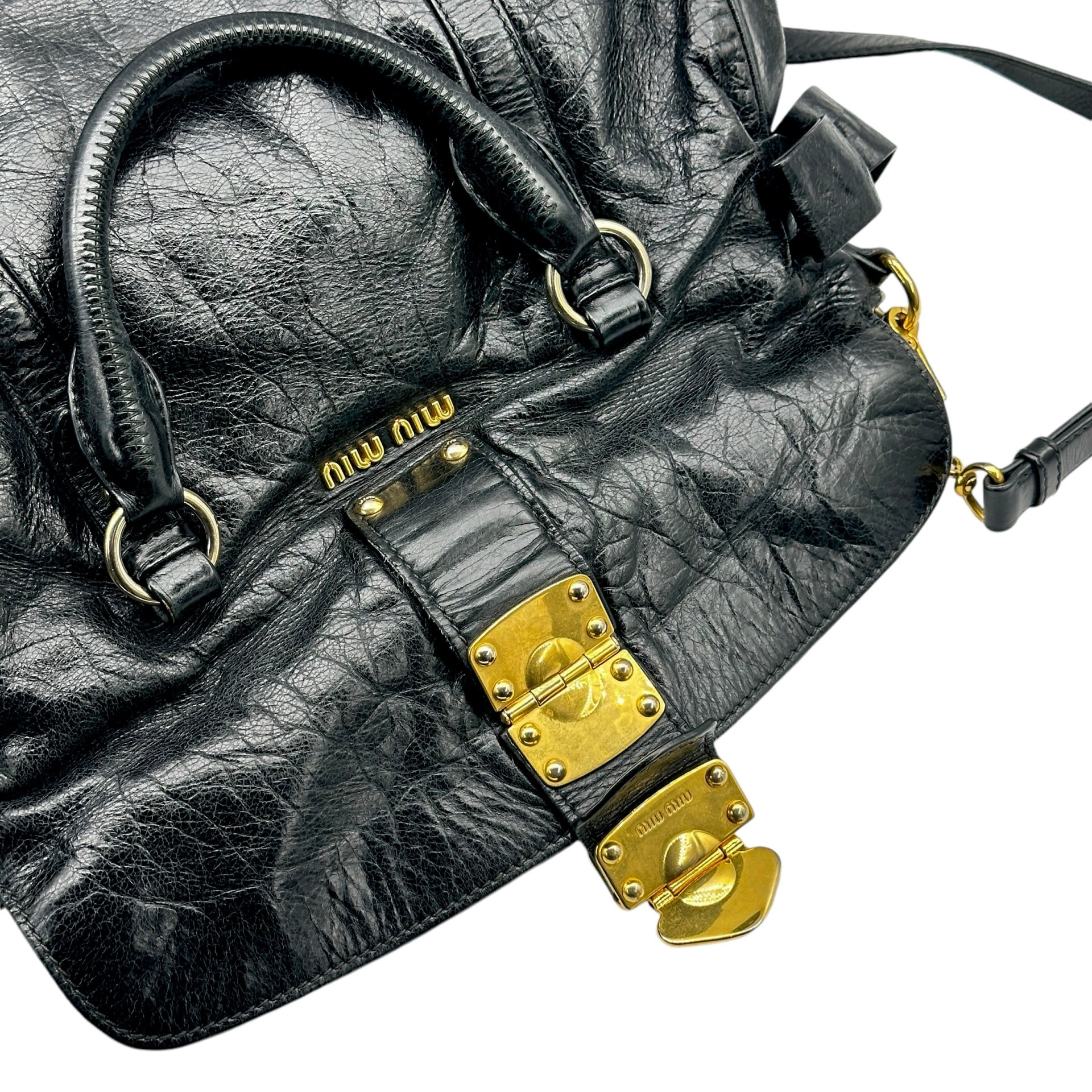 Miu Miu Bow Satchel Double Side Leather Two Way Bag - Image 8