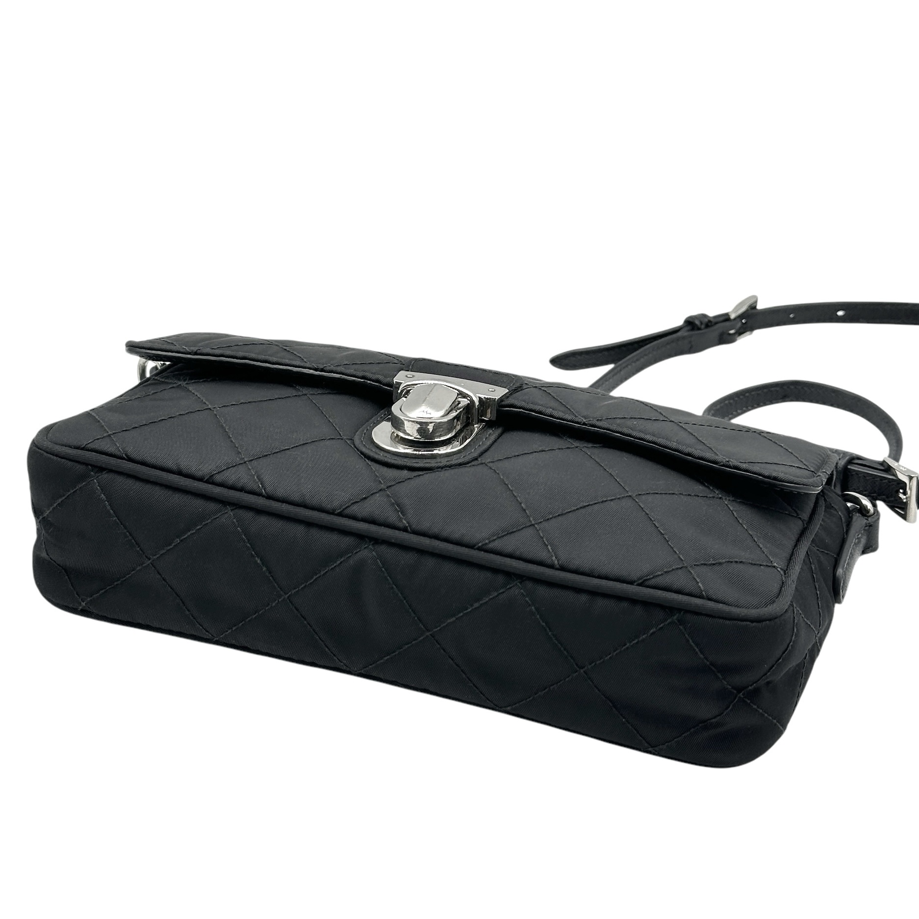 Prada Pushlock Quilted Nylon Flap Bag - Image 6