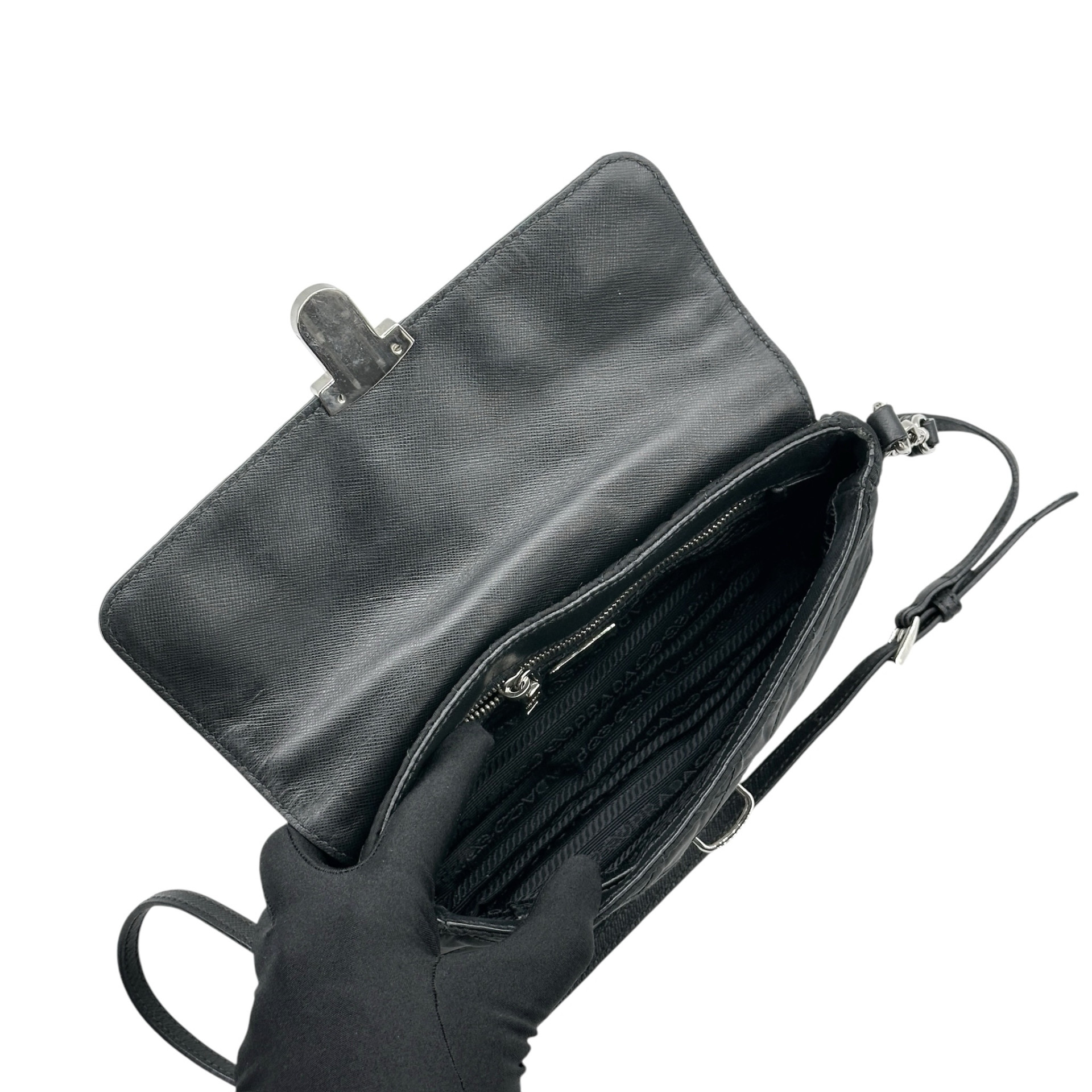 Prada Pushlock Quilted Nylon Flap Bag - Image 9