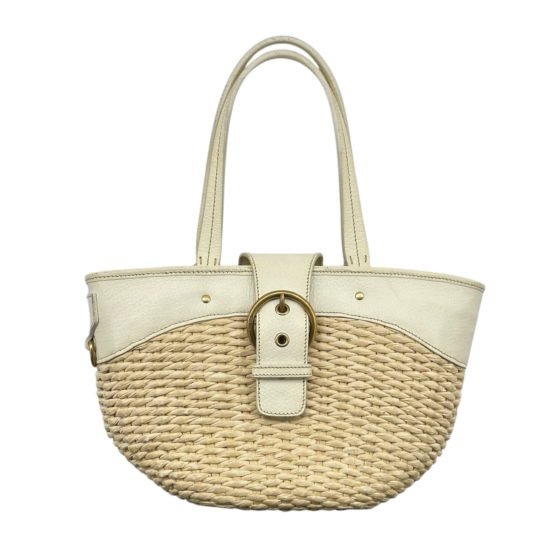 MiuMiu Leather Handle Basket Bag