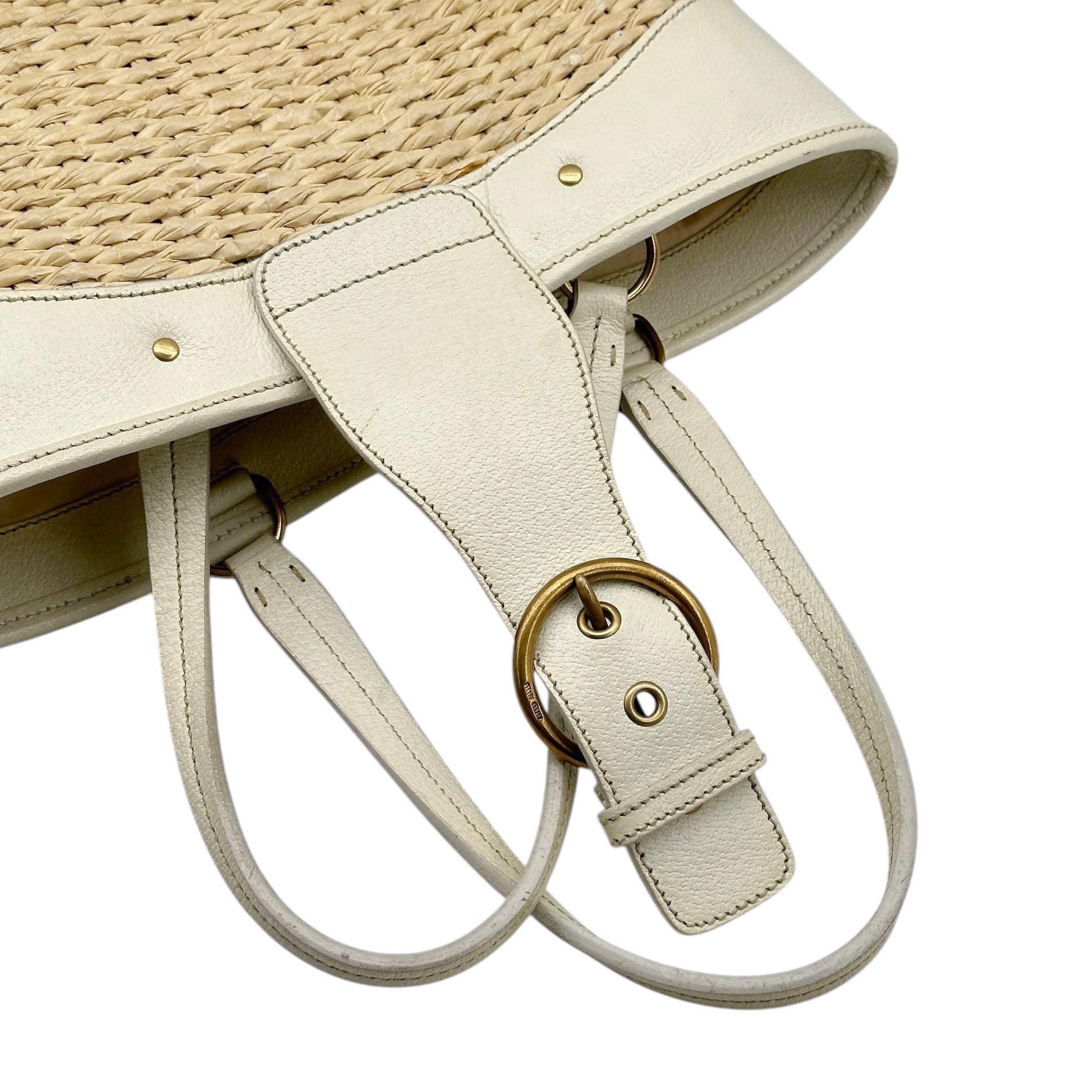 MiuMiu Leather Handle Basket Bag - Image 7