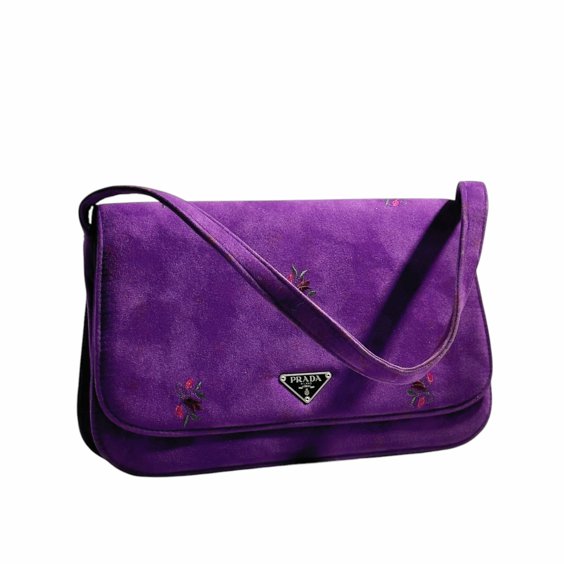 Prada Floral Suede Shoulder Bag - Image 3