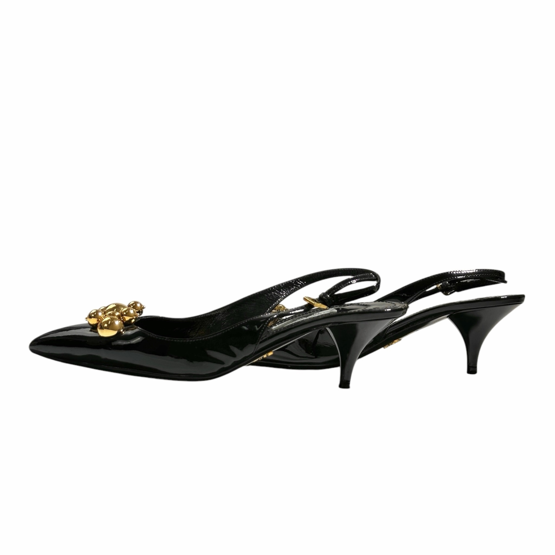 Prada Patent Leather Camoscio Slingback Heels 37 - Image 5