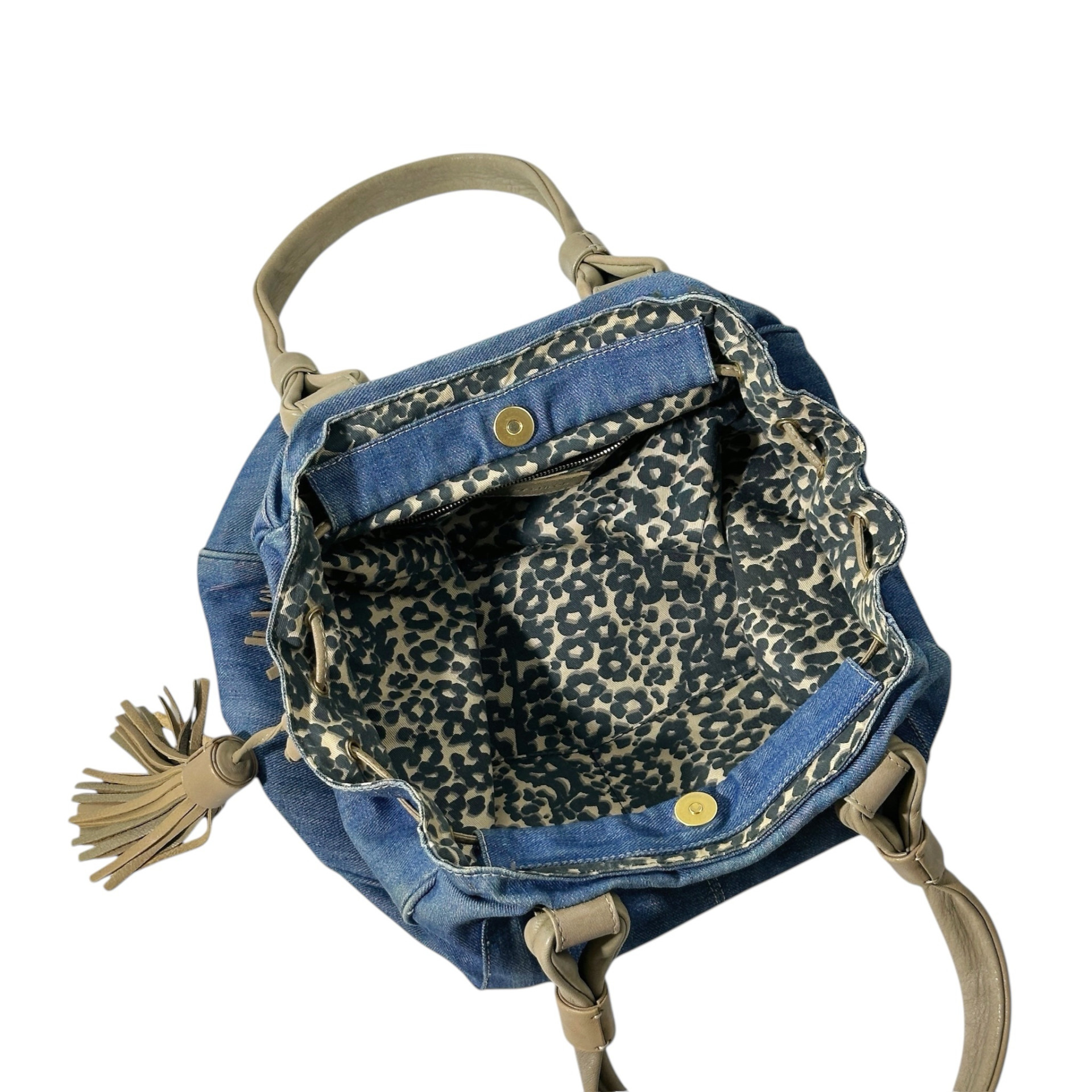See By Chloe Double Zipper Tassel Denim Tote Bag - Image 9